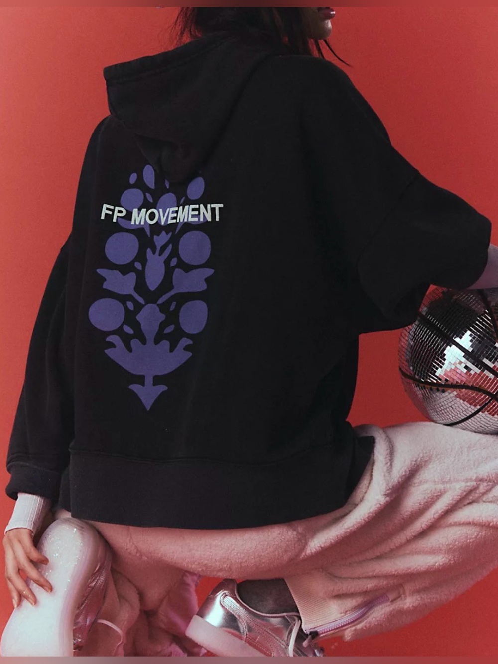 FP Movement Sprint To The Finish Logo Hoodie - Black w/ Purple - NWT - Size XS